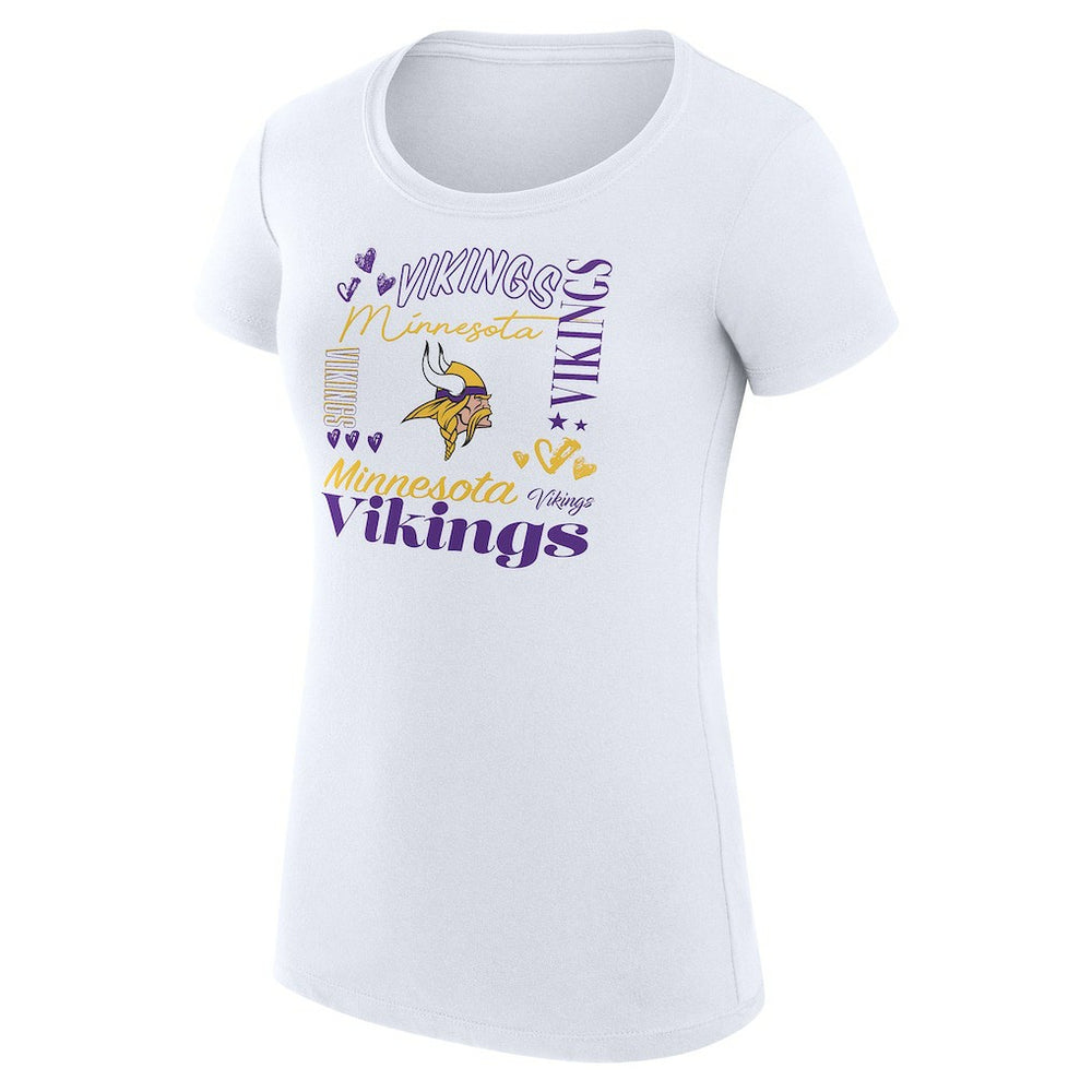 G-III 4Her by Carl Banks Women's Super-Slim Fit Lightweight Collage Team T-Shirt - Minnesota Vikings T-shirts