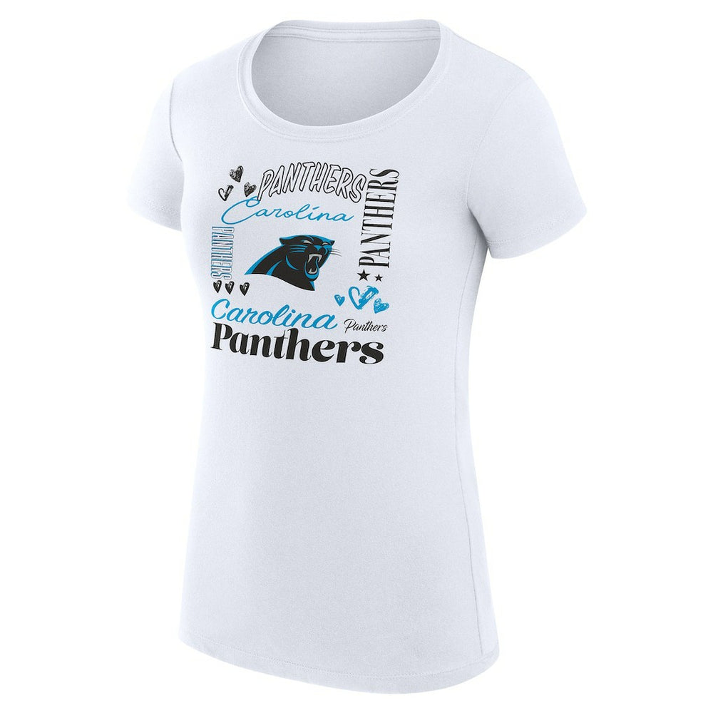 G-III 4Her by Carl Banks Women's Super-Slim Fit Lightweight Collage Team T-Shirt - Carolina Panthers T-shirts