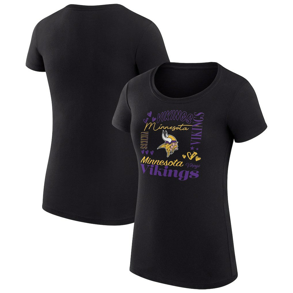 G-III 4Her by Carl Banks Women's Super-Slim Fit Lightweight Collage Team T-Shirt - Minnesota Vikings T-shirts