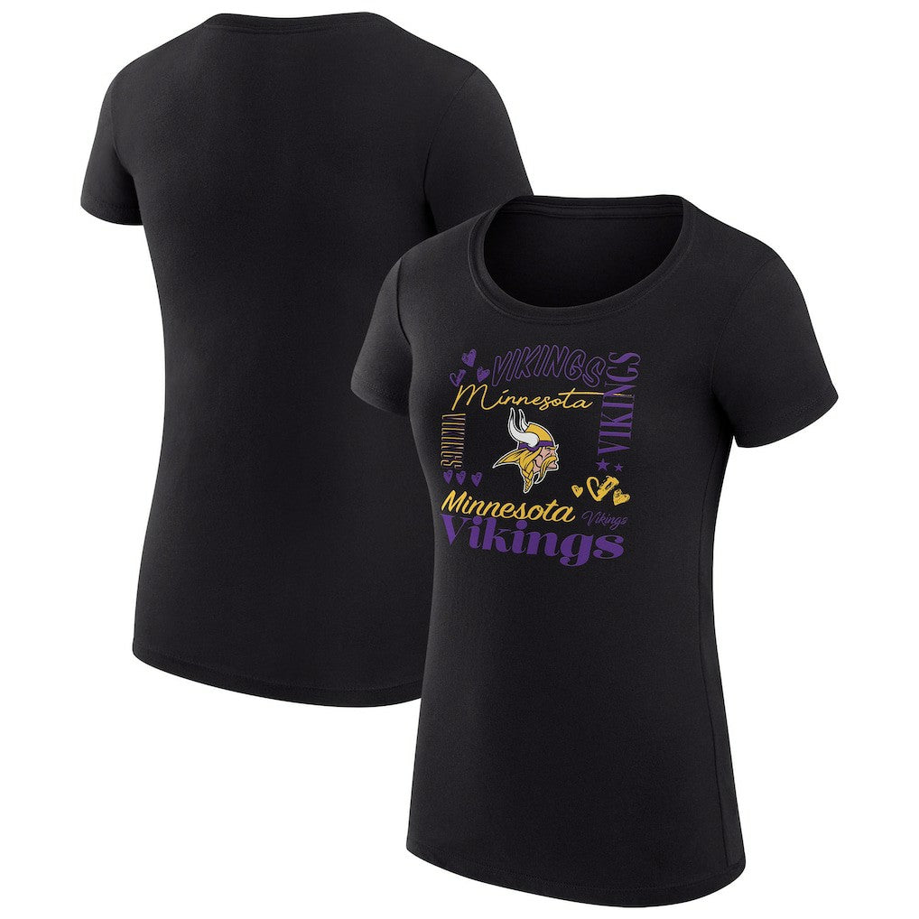 G-III 4Her by Carl Banks Women's Super-Slim Fit Lightweight Collage Team T-Shirt - Minnesota Vikings T-shirts
