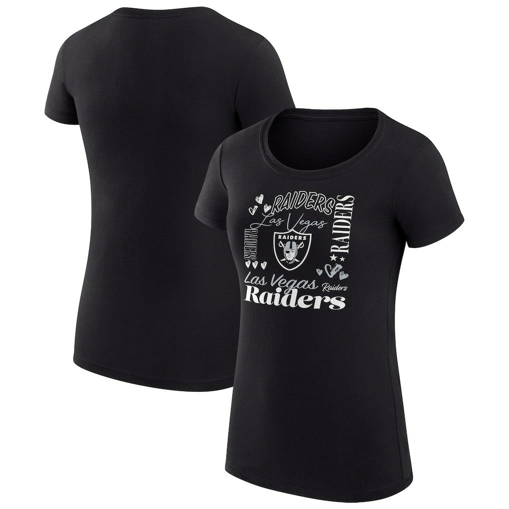 G-III 4Her by Carl Banks Women's Super-Slim Fit Lightweight Collage Team T-Shirt - Las Vegas Raiders T-shirts