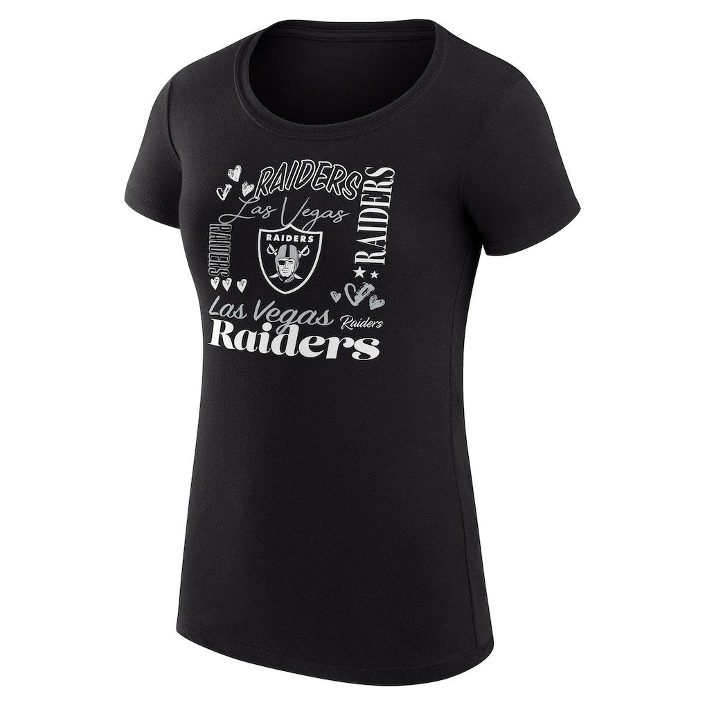 G-III 4Her by Carl Banks Women's Super-Slim Fit Lightweight Collage Team T-Shirt - Las Vegas Raiders T-shirts