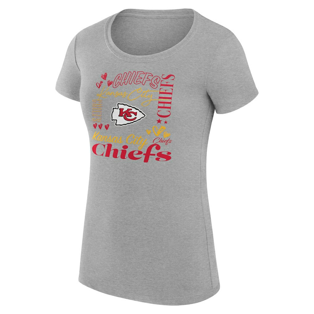 G-III 4Her by Carl Banks Women's Super-Slim Fit Lightweight Collage Team T-Shirt - Kansas City Chiefs T-shirts
