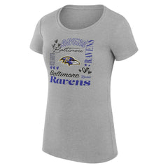 G-III 4Her by Carl Banks Women's Super-Slim Fit Lightweight Collage Team T-Shirt - Baltimore Ravens T-shirts