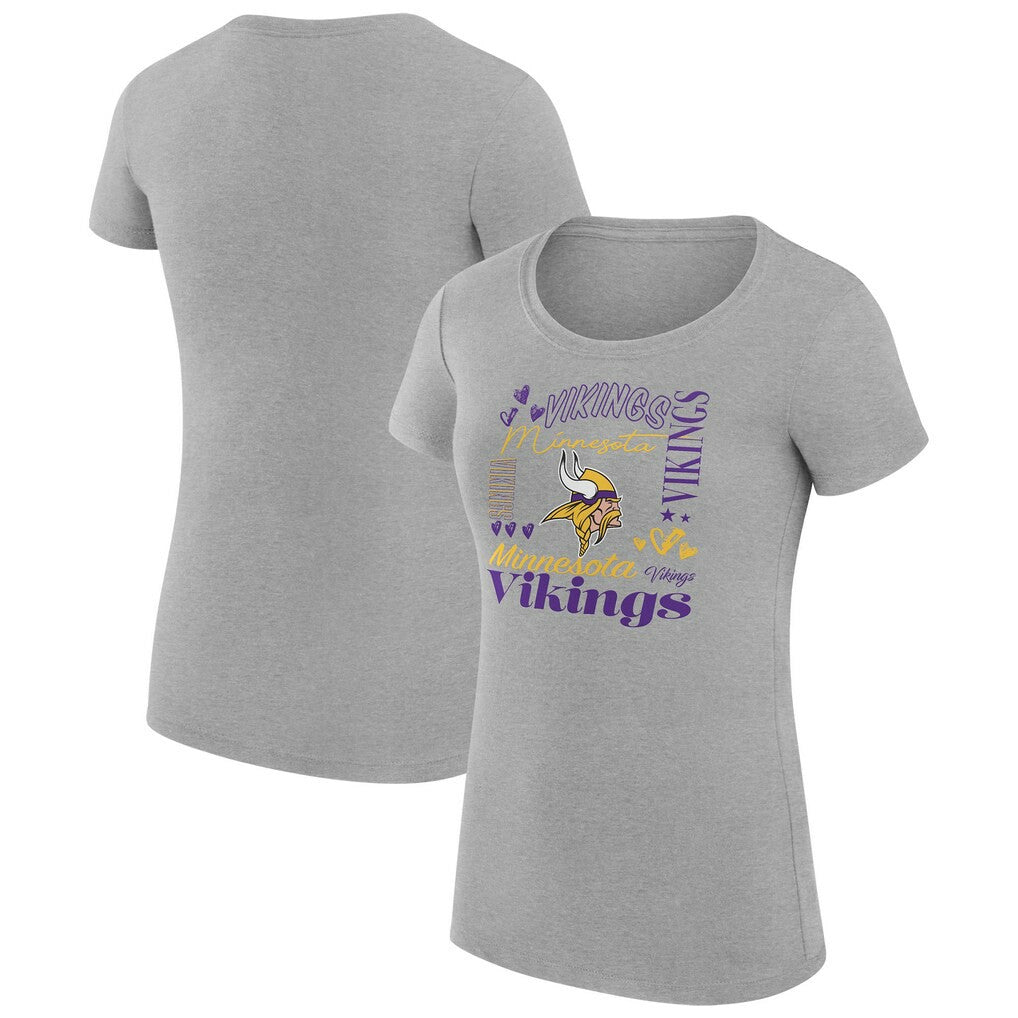 G-III 4Her by Carl Banks Women's Super-Slim Fit Lightweight Collage Team T-Shirt - Minnesota Vikings T-shirts