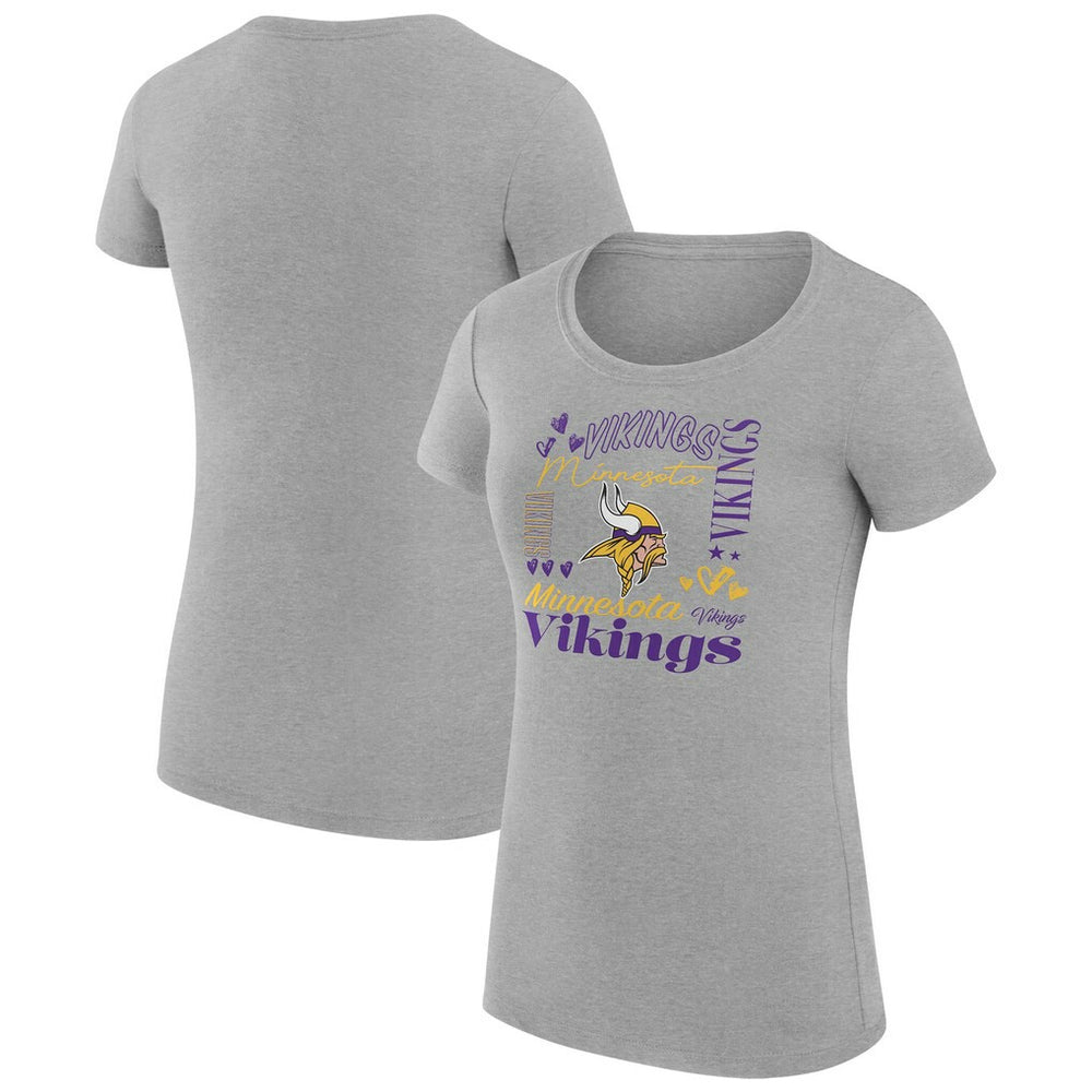 G-III 4Her by Carl Banks Women's Super-Slim Fit Lightweight Collage Team T-Shirt - Minnesota Vikings T-shirts