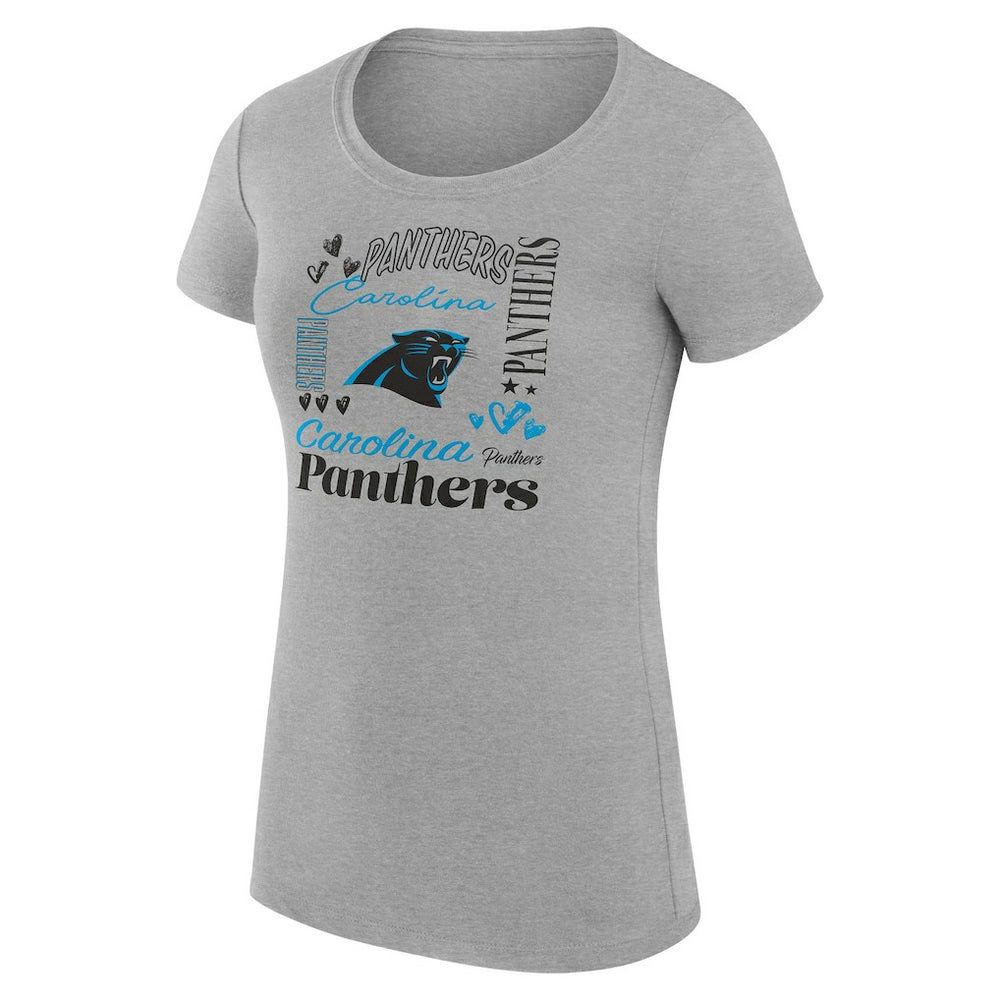 G-III 4Her by Carl Banks Women's Super-Slim Fit Lightweight Collage Team T-Shirt - Carolina Panthers T-shirts