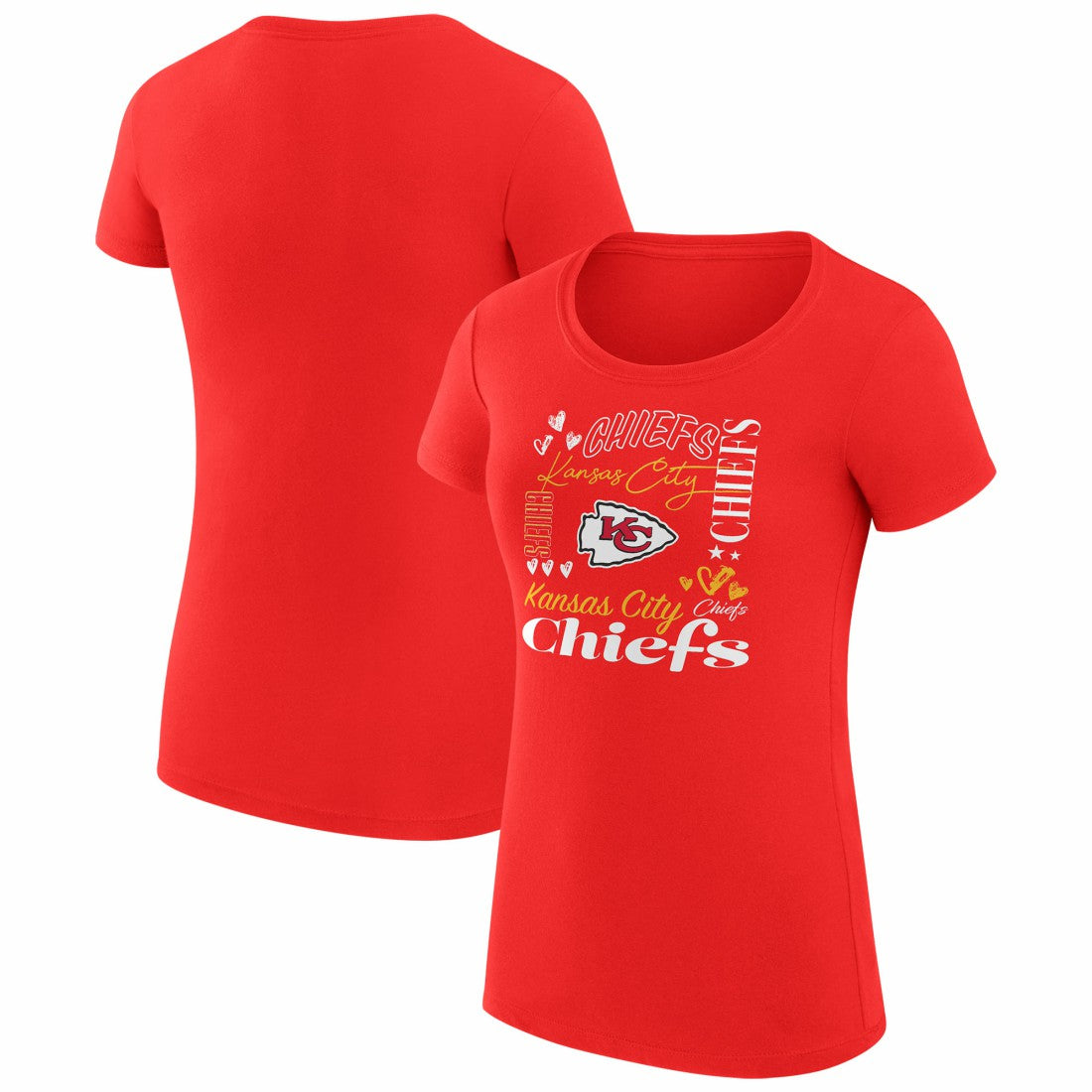 G-III 4Her by Carl Banks Women's Super-Slim Fit Lightweight Collage Team T-Shirt - Kansas City Chiefs T-shirts