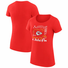 G-III 4Her by Carl Banks Women's Super-Slim Fit Lightweight Collage Team T-Shirt - Kansas City Chiefs T-shirts
