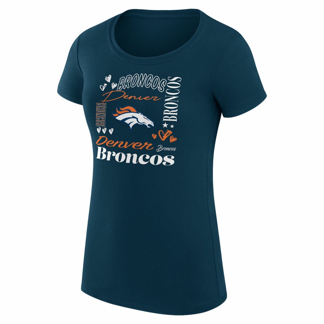 G-III 4Her by Carl Banks Women's Super-Slim Fit Lightweight Collage Team T-Shirt - Denver Broncos T-shirts