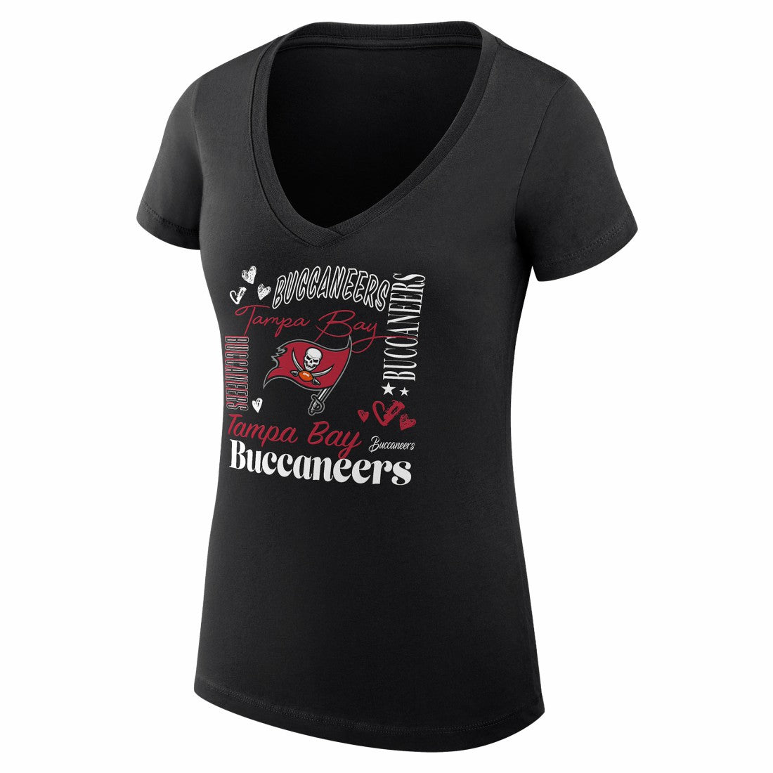 G-III 4Her by Carl Banks Women's Super-Slim Fit Lightweight Collage Team V-Neck T-Shirt - Tampa Bay Buccaneers T-shirts