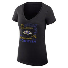 G-III 4Her by Carl Banks Women's Super-Slim Fit Lightweight Collage Team V-Neck T-Shirt - Baltimore Ravens T-shirts