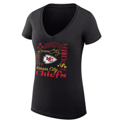 G-III 4Her by Carl Banks Women's Super-Slim Fit Lightweight Collage Team V-Neck T-Shirt - Kansas City Chiefs T-shirts