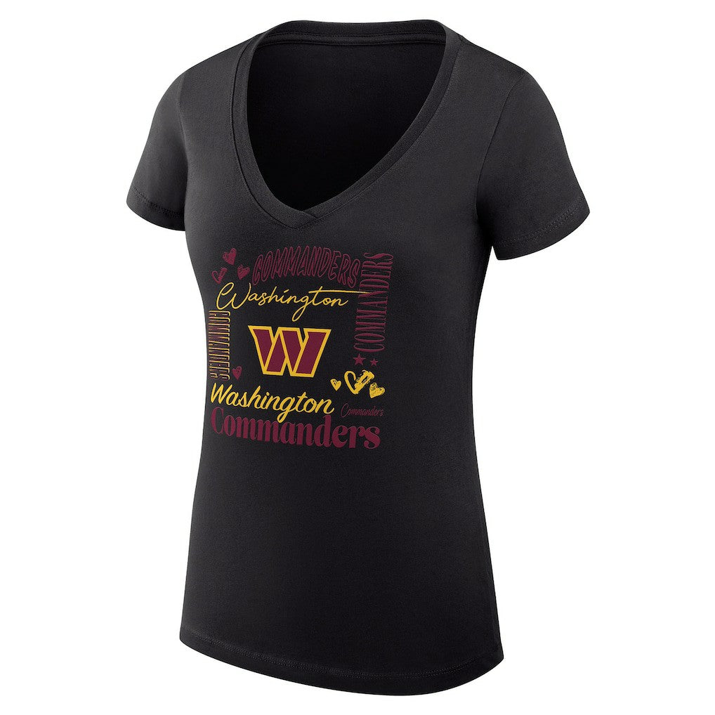 G-III 4Her by Carl Banks Women's Super-Slim Fit Lightweight Collage Team V-Neck T-Shirt - Washington Commanders T-shirts