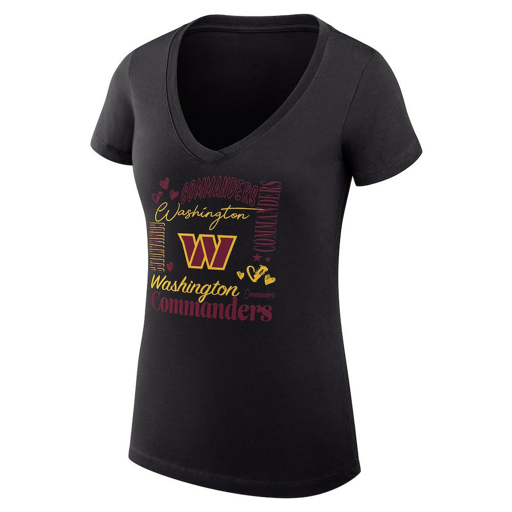 G-III 4Her by Carl Banks Women's Super-Slim Fit Lightweight Collage Team V-Neck T-Shirt - Washington Commanders T-shirts
