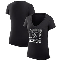G-III 4Her by Carl Banks Women's Super-Slim Fit Lightweight Collage Team V-Neck T-Shirt - Las Vegas Raiders T-shirts