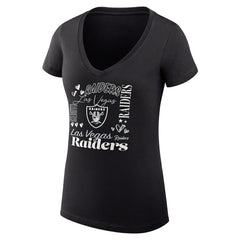 G-III 4Her by Carl Banks Women's Super-Slim Fit Lightweight Collage Team V-Neck T-Shirt - Las Vegas Raiders T-shirts