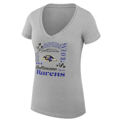 G-III 4Her by Carl Banks Women's Super-Slim Fit Lightweight Collage Team V-Neck T-Shirt - Baltimore Ravens T-shirts