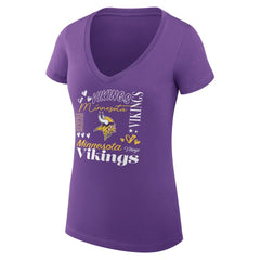 G-III 4Her by Carl Banks Women's Super-Slim Fit Lightweight Collage Team V-Neck T-Shirt - Minnesota Vikings T-shirts