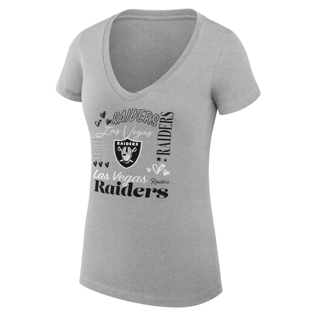 G-III 4Her by Carl Banks Women's Super-Slim Fit Lightweight Collage Team V-Neck T-Shirt - Las Vegas Raiders T-shirts
