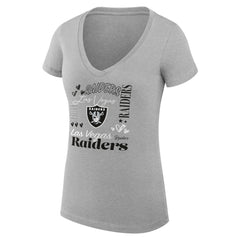 G-III 4Her by Carl Banks Women's Super-Slim Fit Lightweight Collage Team V-Neck T-Shirt - Las Vegas Raiders T-shirts