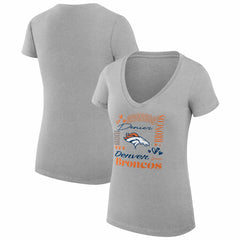 G-III 4Her by Carl Banks Women's Super-Slim Fit Lightweight Collage Team V-Neck T-Shirt - Denver Broncos T-shirts
