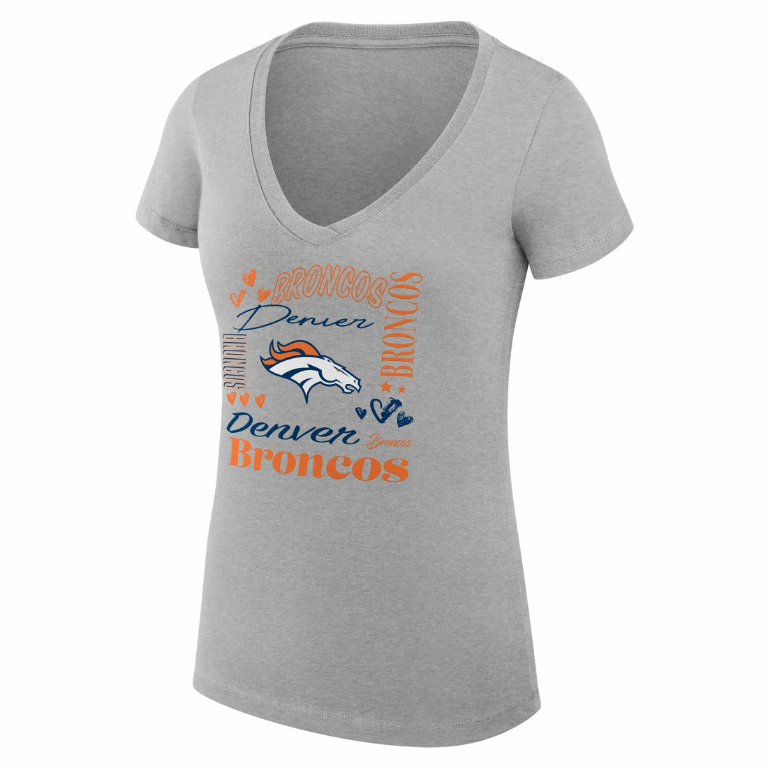 G-III 4Her by Carl Banks Women's Super-Slim Fit Lightweight Collage Team V-Neck T-Shirt - Denver Broncos T-shirts