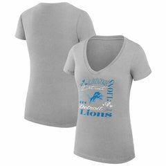 G-III 4Her by Carl Banks Women's Super-Slim Fit Lightweight Collage Team V-Neck T-Shirt - Detroit Lions T-shirts