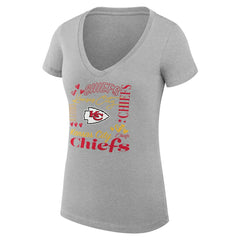 G-III 4Her by Carl Banks Women's Super-Slim Fit Lightweight Collage Team V-Neck T-Shirt - Kansas City Chiefs T-shirts