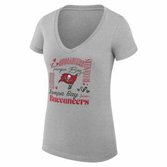 G-III 4Her by Carl Banks Women's Super-Slim Fit Lightweight Collage Team V-Neck T-Shirt - Tampa Bay Buccaneers T-shirts