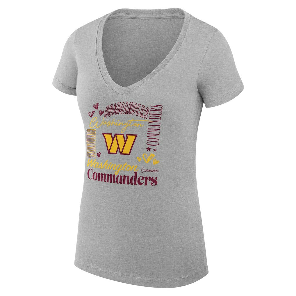 G-III 4Her by Carl Banks Women's Super-Slim Fit Lightweight Collage Team V-Neck T-Shirt - Washington Commanders T-shirts