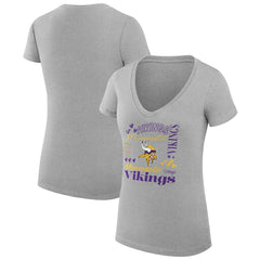G-III 4Her by Carl Banks Women's Super-Slim Fit Lightweight Collage Team V-Neck T-Shirt - Minnesota Vikings T-shirts