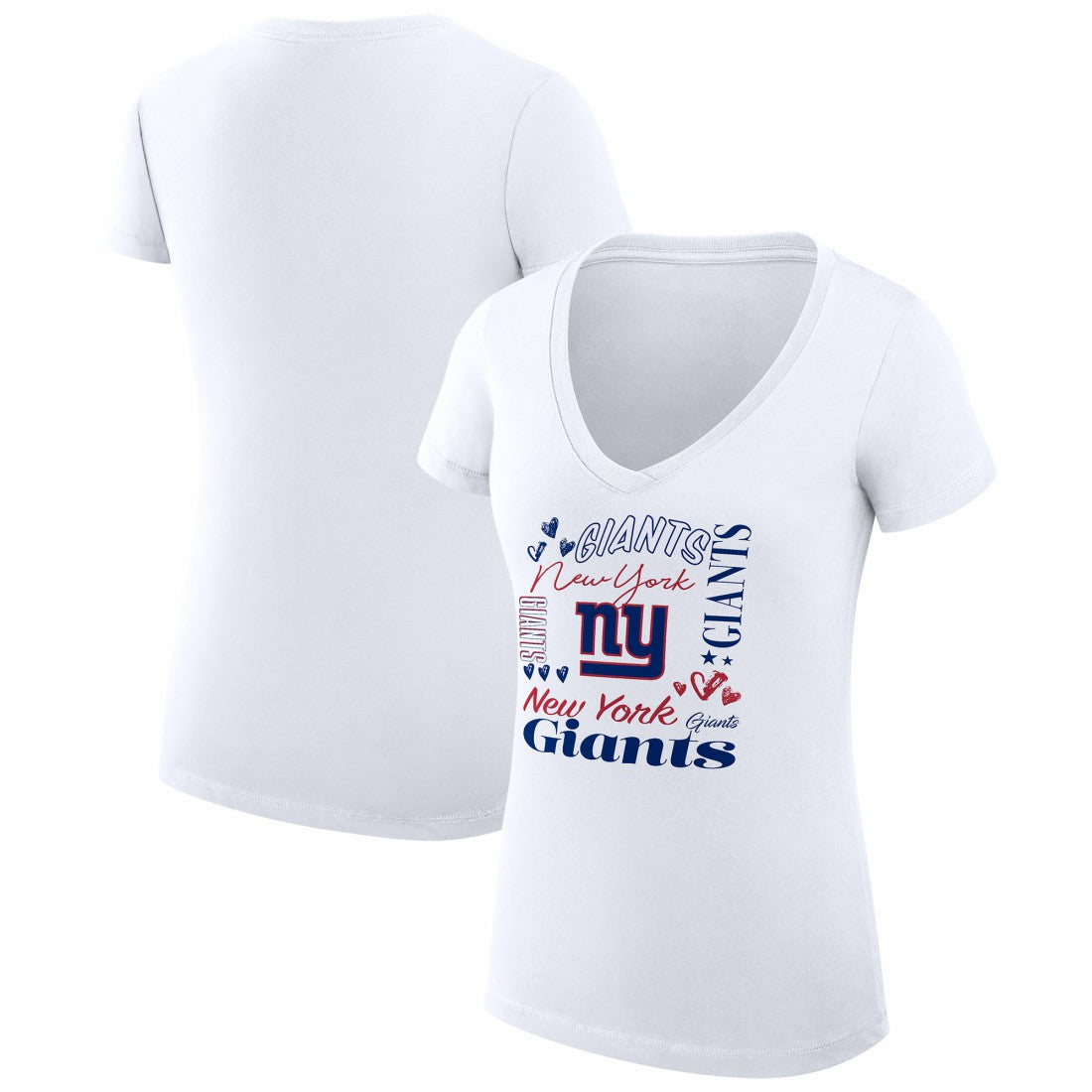 G-III 4Her by Carl Banks Women's Super-Slim Fit Lightweight Collage Team V-Neck T-Shirt - New York Giants T-shirts