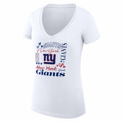 G-III 4Her by Carl Banks Women's Super-Slim Fit Lightweight Collage Team V-Neck T-Shirt - New York Giants T-shirts