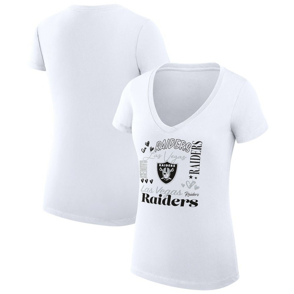 G-III 4Her by Carl Banks Women's Super-Slim Fit Lightweight Collage Team V-Neck T-Shirt - Las Vegas Raiders T-shirts