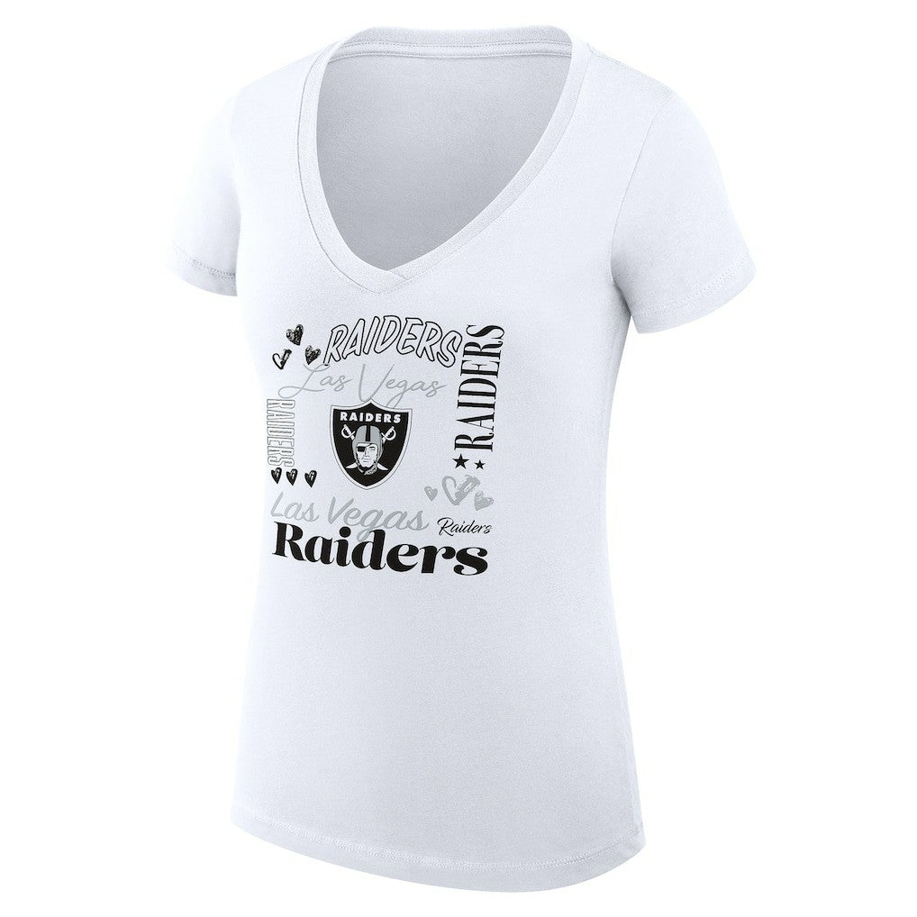 G-III 4Her by Carl Banks Women's Super-Slim Fit Lightweight Collage Team V-Neck T-Shirt - Las Vegas Raiders T-shirts