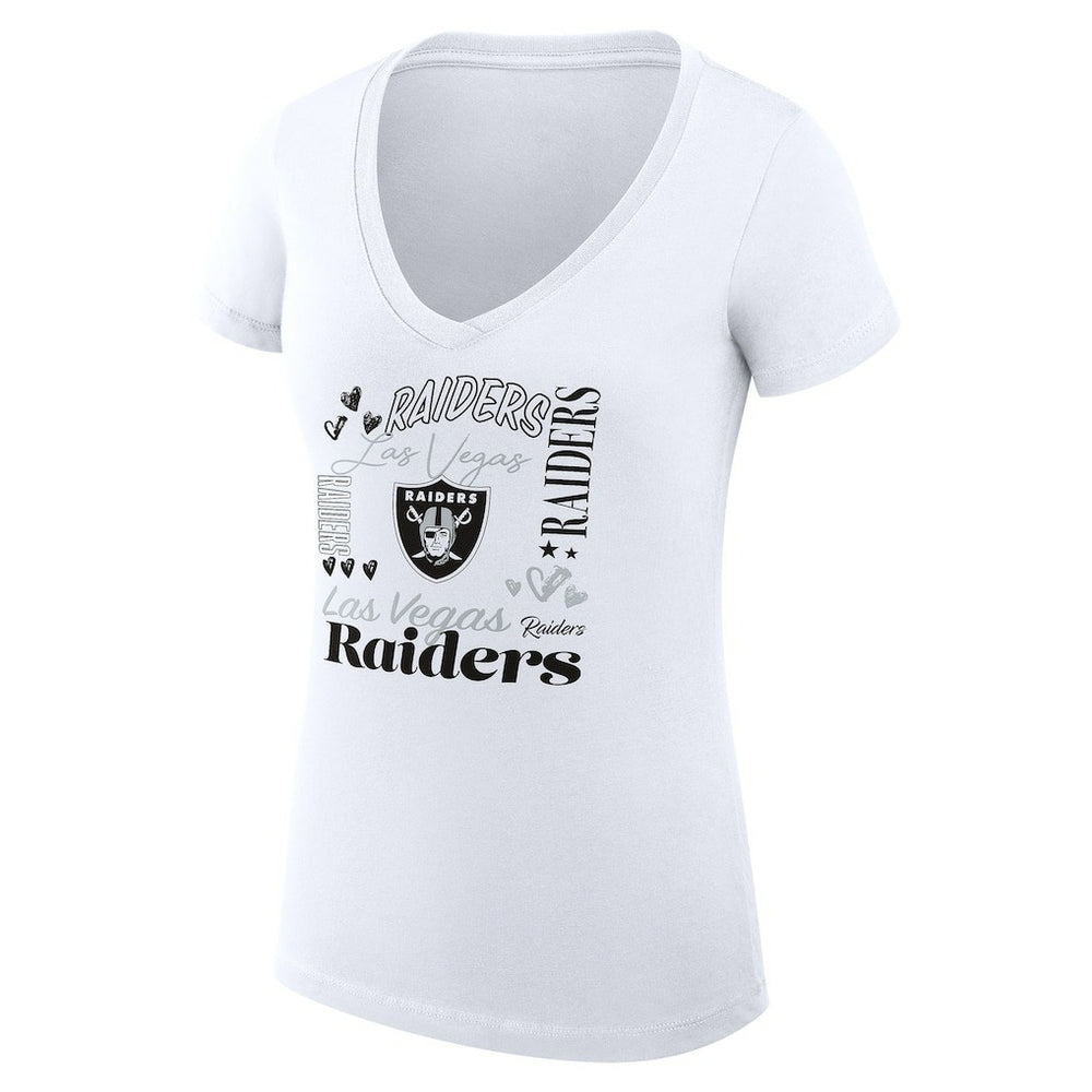 G-III 4Her by Carl Banks Women's Super-Slim Fit Lightweight Collage Team V-Neck T-Shirt - Las Vegas Raiders T-shirts