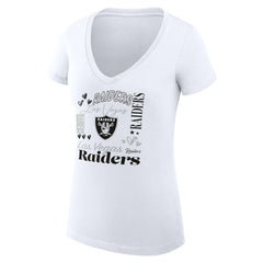 G-III 4Her by Carl Banks Women's Super-Slim Fit Lightweight Collage Team V-Neck T-Shirt - Las Vegas Raiders T-shirts