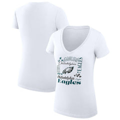 G-III 4Her by Carl Banks Women's Super-Slim Fit Lightweight Collage Team V-Neck T-Shirt - Philadelphia Eagles T-shirts