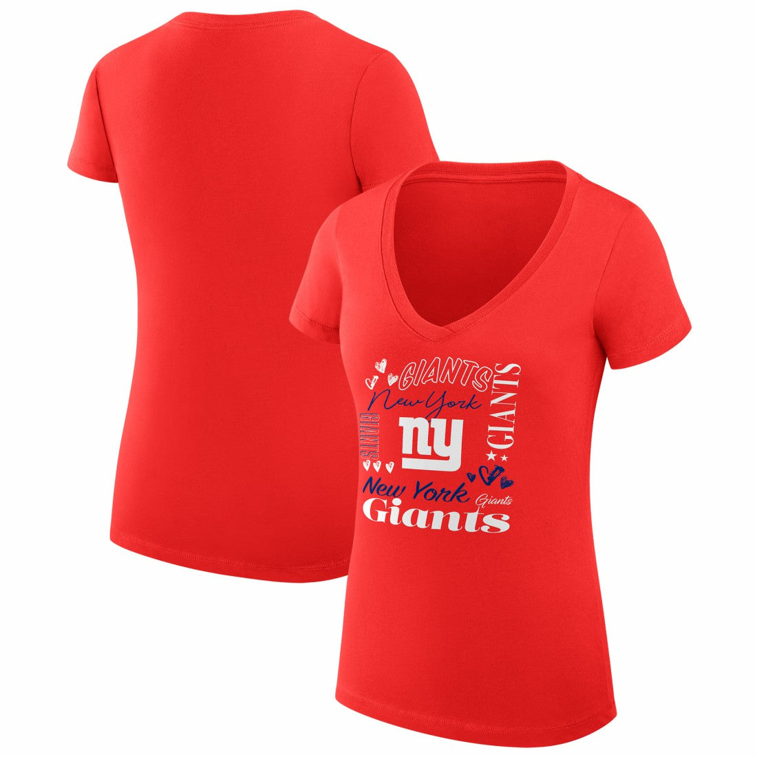 G-III 4Her by Carl Banks Women's Super-Slim Fit Lightweight Collage Team V-Neck T-Shirt - New York Giants T-shirts