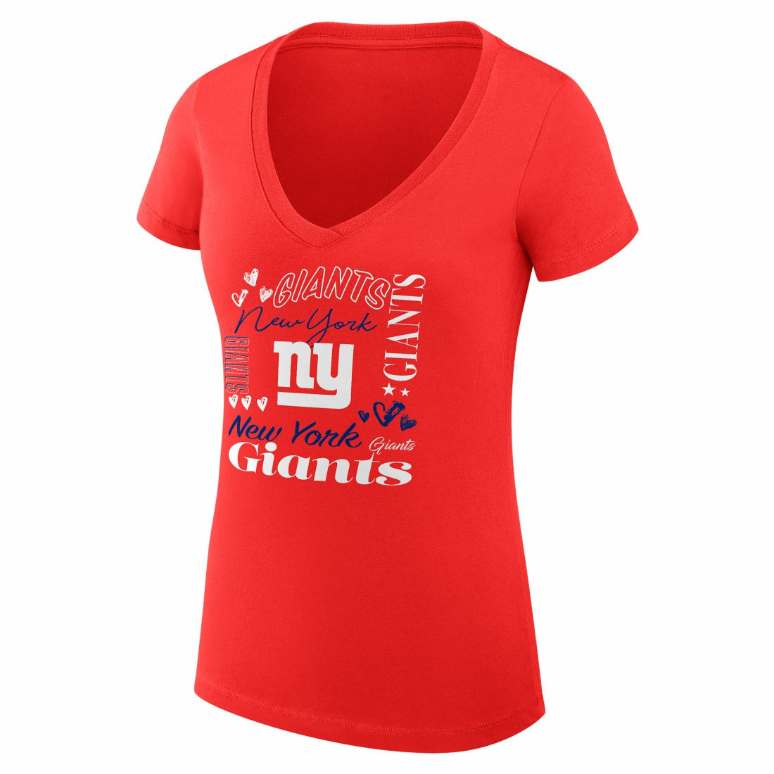G-III 4Her by Carl Banks Women's Super-Slim Fit Lightweight Collage Team V-Neck T-Shirt - New York Giants T-shirts