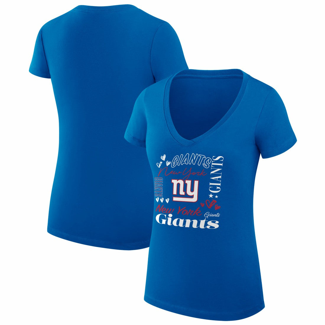 G-III 4Her by Carl Banks Women's Super-Slim Fit Lightweight Collage Team V-Neck T-Shirt - New York Giants T-shirts