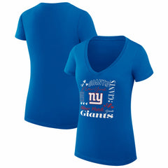 G-III 4Her by Carl Banks Women's Super-Slim Fit Lightweight Collage Team V-Neck T-Shirt - New York Giants T-shirts