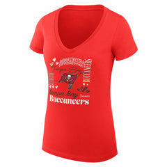 G-III 4Her by Carl Banks Women's Super-Slim Fit Lightweight Collage Team V-Neck T-Shirt - Tampa Bay Buccaneers T-shirts