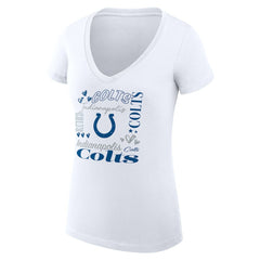 G-III 4Her by Carl Banks Women's Super-Slim Fit Lightweight Collage Team V-Neck T-Shirt - Indianapolis Colts T-shirts