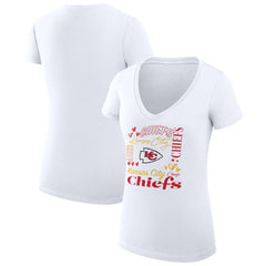 G-III 4Her by Carl Banks Women's Super-Slim Fit Lightweight Collage Team V-Neck T-Shirt - Kansas City Chiefs T-shirts
