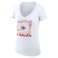 G-III 4Her by Carl Banks Women's Super-Slim Fit Lightweight Collage Team V-Neck T-Shirt - Kansas City Chiefs T-shirts