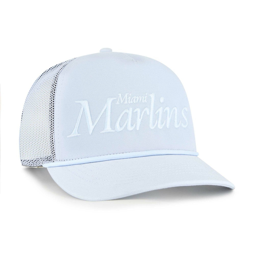 Light Blue Miami Marlins '47 Foundation Script Hitch Adjustable Trucker Hat