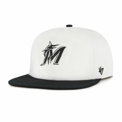 White/Black Miami Marlins '47 Foundation Captain Snapback Hat