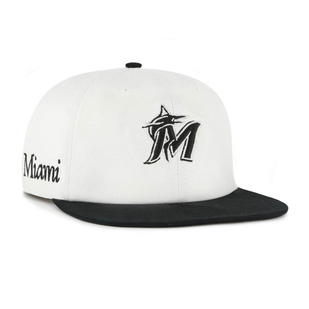 White/Black Miami Marlins '47 Foundation Captain Snapback Hat